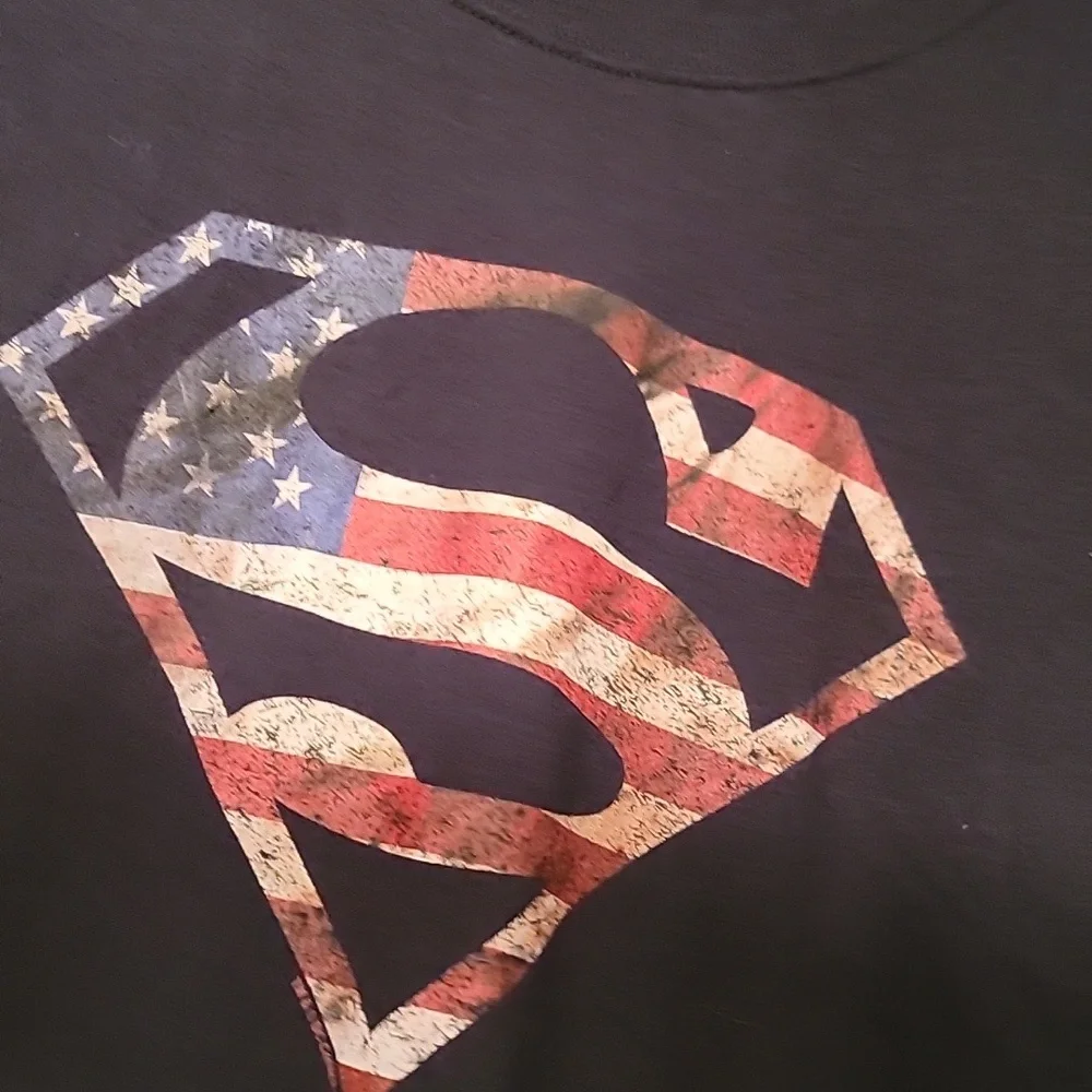 Mens Graphic Tee ss American Flag Superman Emblem Symbol Logo size XL 100 cotton - Picture 3 of 4